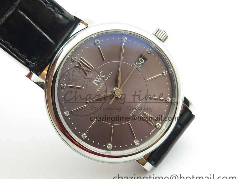 MIROTIME 0501 Portofino 37mm SS V7F 1:1 Best Edition Gray Dial on Black Leather Strap A Practical 7094